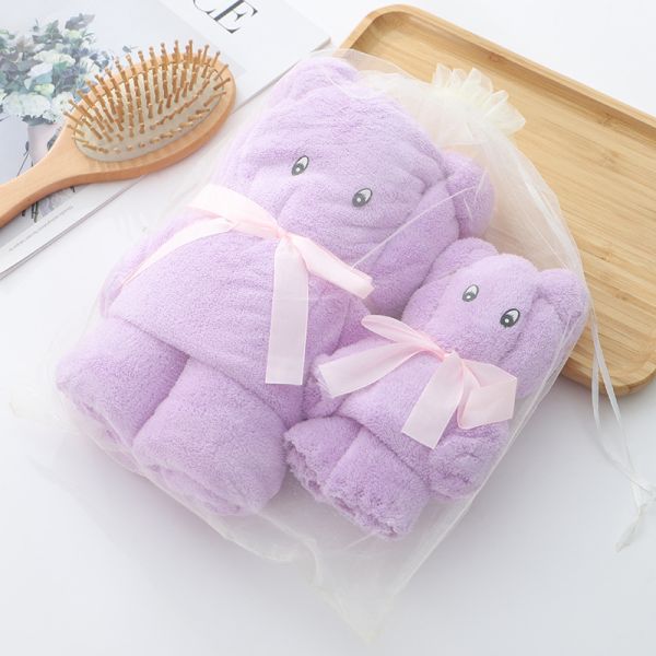 Как показано Luxury Bear Towel Bath towel density coral velvet set absorbent cute soft gift (как показано на рисунке)