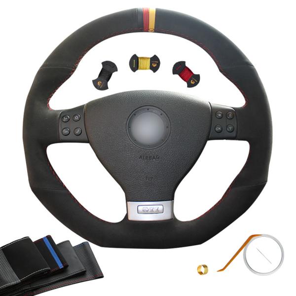 Blue Suede Steering Wheel Cover for Volkswagen VW Golf 5 Mk5 GTI R32 Passat R GT 2005