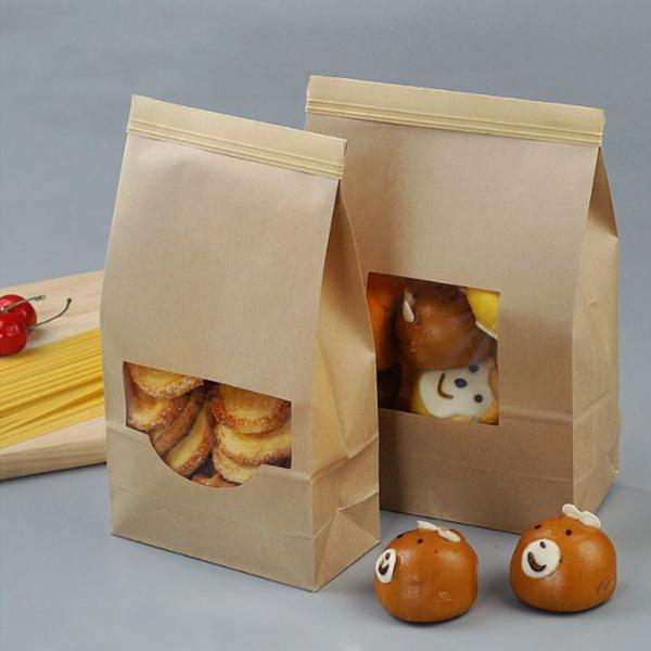 Gravure Printing Brown Kraft Food Paper Bags For Cookie Packing