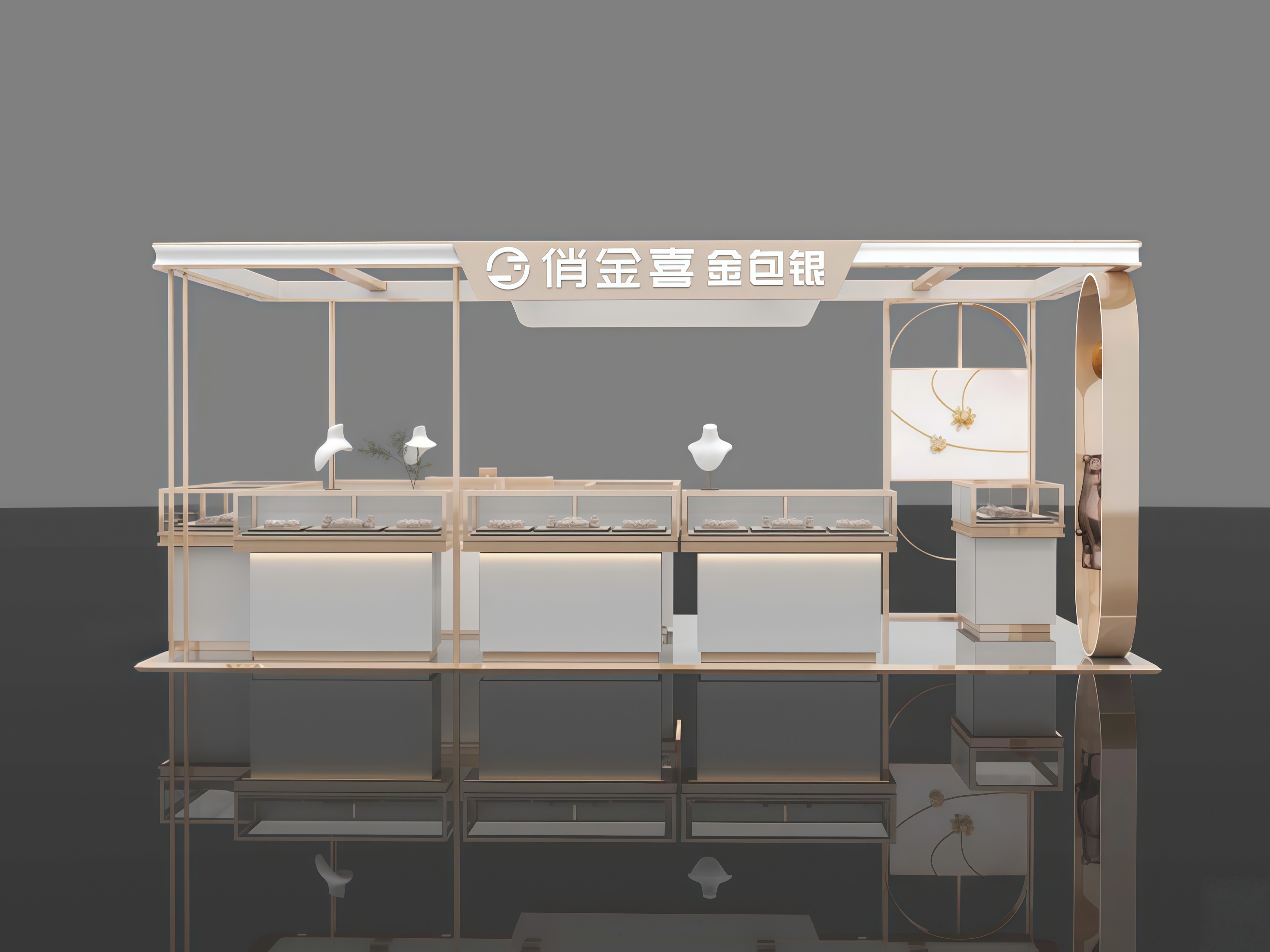 3D Drawing Custom Made Jewelry Showcase Plywood MDF Furniture Glass Showcase