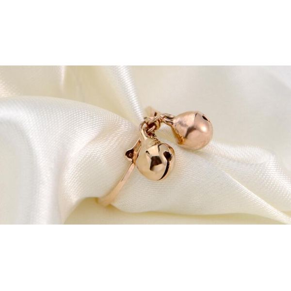 Bell Pendant Ring Stainless Steel Materials Ring 18K Pink Color Wedding Ring