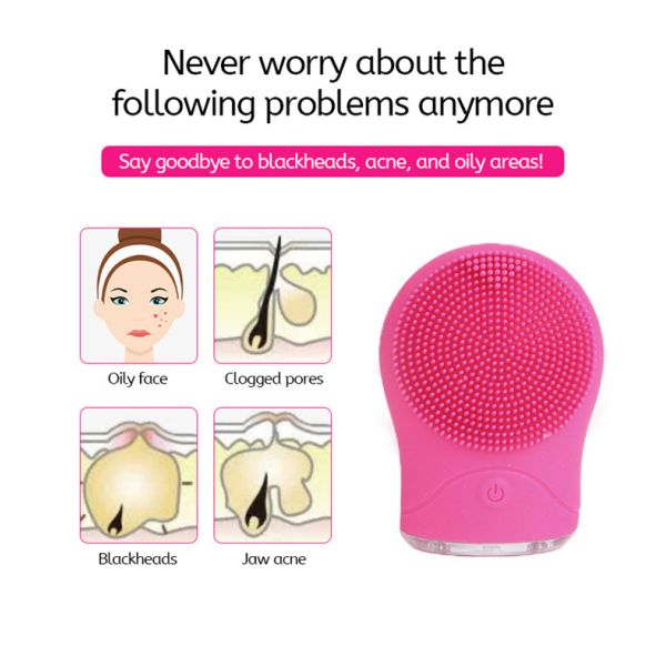 Private Label USB Recharge Waterproof Vibrating Silicone Waterproof Face Cleansing Brush Electric Facial