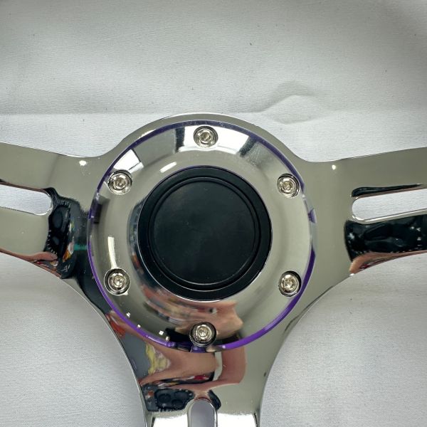 DELUXON 350mm Universal Racing Steering Wheels 3 Spoke Black Red Purple ABS Chrome