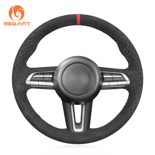 Custom Soft Embossed Athsuede Steering Wheel Cover for CX-3 Mazda 3 Axela 2019-2023