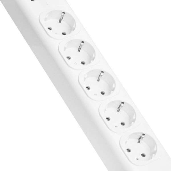 5 outlet CE GS Tested Power Strip 1.5m Cord with Switch, 2USB, Surge Protector