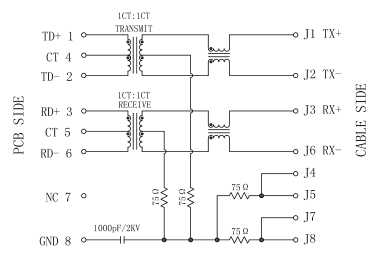 JXR0-0011NL, Magnetics Jack штыря Платы-Вниз 8 Основания-TX RJ45 LPJ4011ABNL 10/100
