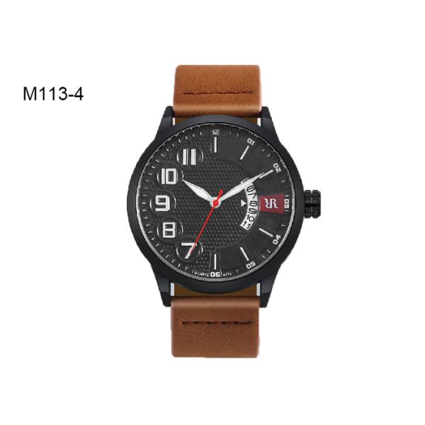 Water Resistant Men's Quartz Watch Sport PU Leather Fashion Reloj M113