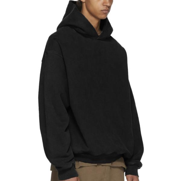 Custom Non Drawstring Blank Oversized Sweatshirts Black Cropped Hoodies