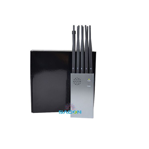 10W High Power Portable Mobile Phone Jammer with 8000mAh Battery and 10 Omni Antennas