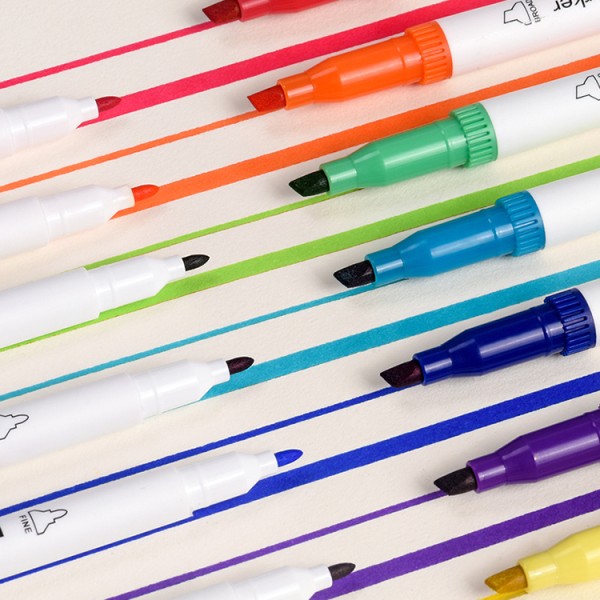 12 Colors Knife Head Round Head Rounded Corners Art Sketch Outline Marker Color Markers