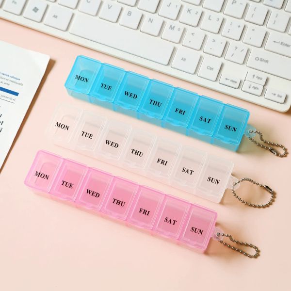 Custom Logo Weekly 7 Days Travel Daily Pill Case Portable Medicine Organizer Food Grade PP Child-Resistant Multicolor Pill Box