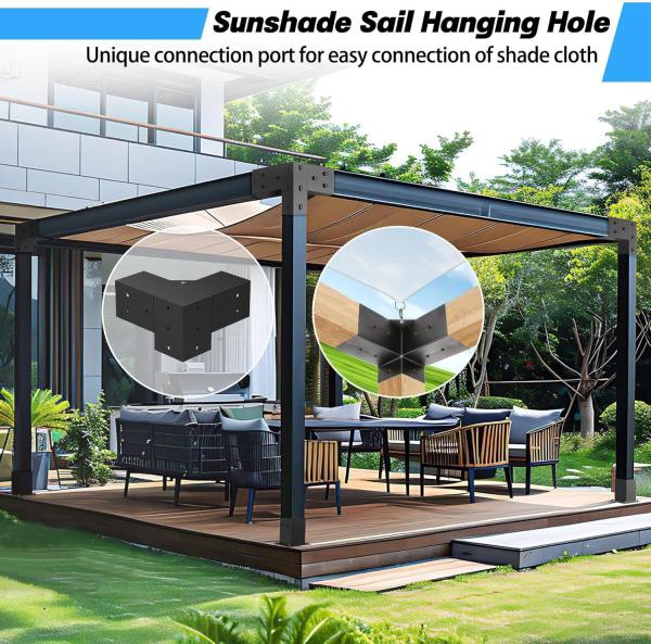 Aluminum Alloy Pergola Kit with 3-Way Brackets for 4x 4 Lumber Lightweight High-Strength DIY Pergola Brackets Support for Gardens