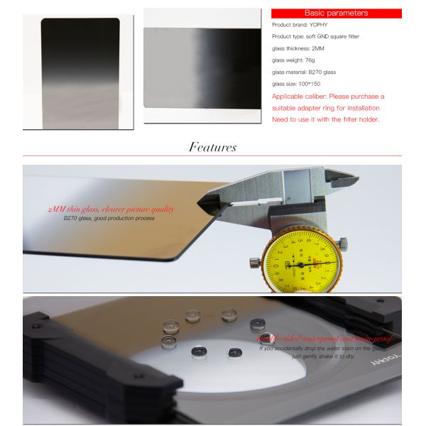 Optical Glass Square Camera Lens Filters To Reduce Light For DSLR Camera Lens