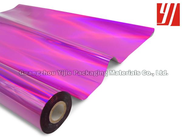 Folha holográfica cor-de-rosa do laser 1.28m*180m para a etiqueta