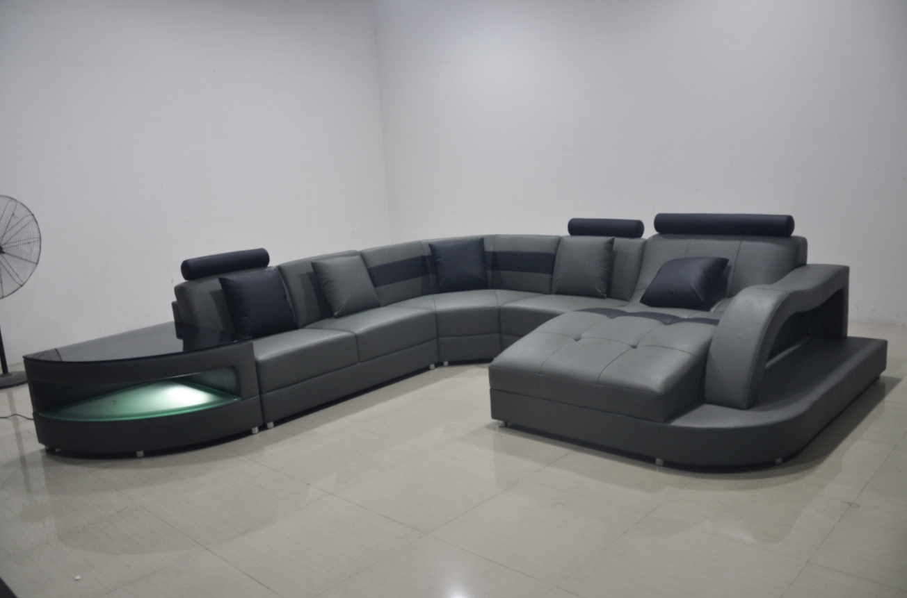 Antiguidade régia Sofa Bed Sectional de couro de reclinação da elegância da mobília feita sob encomenda do hotel de luxo