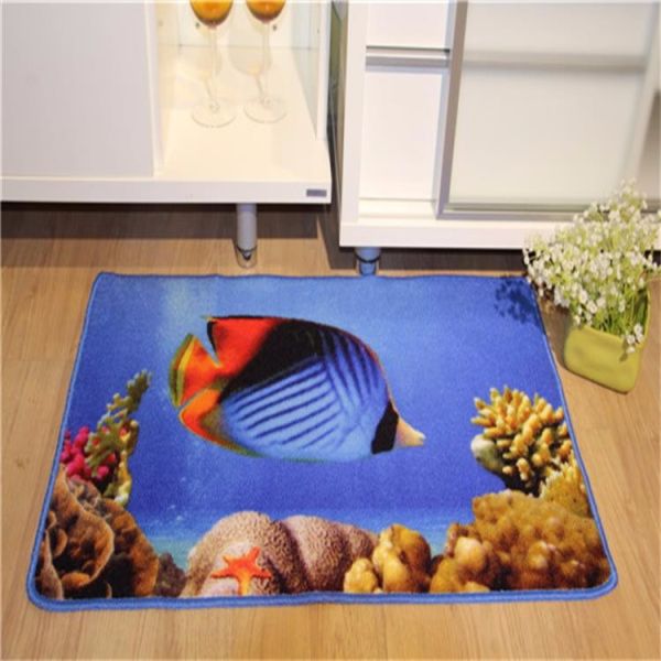 Wholesale cute print cartoon fish nylon material floor rug