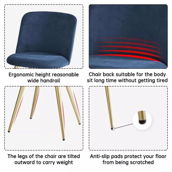 Multiple Colors pink  Gold Leg Dining Chair