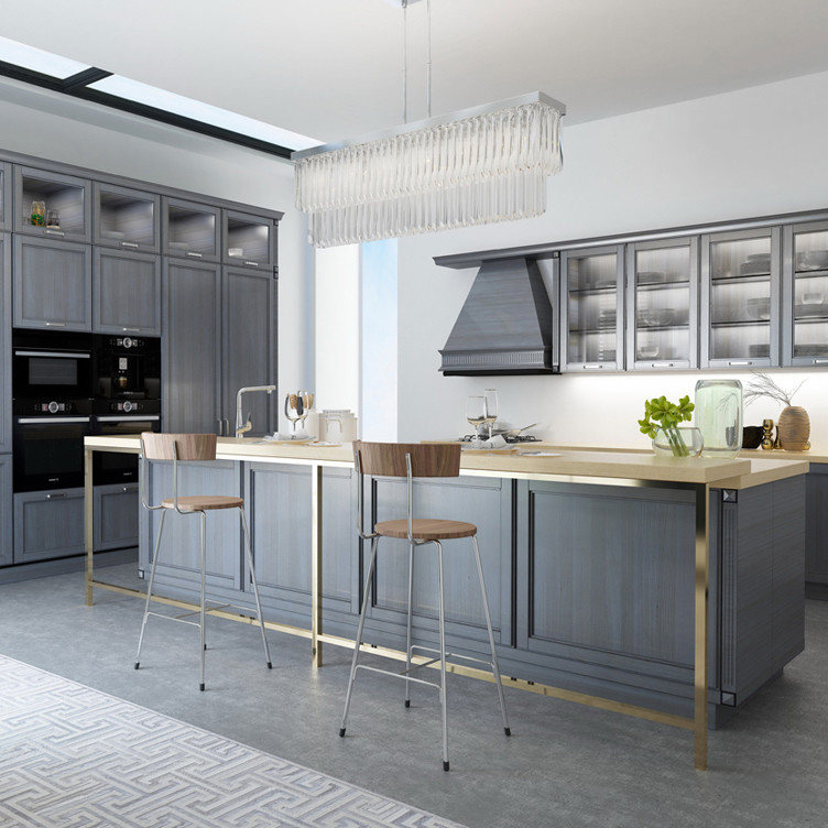 Customize High Gloss Modular Kitchen Cabinet Low Formaldehyde Emission Lacquer Painting