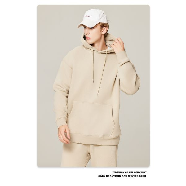 350G-700G Cotton French Terry Fleece Hooded Sweatshirt Men'S Oversized Loose Drop Shoulder