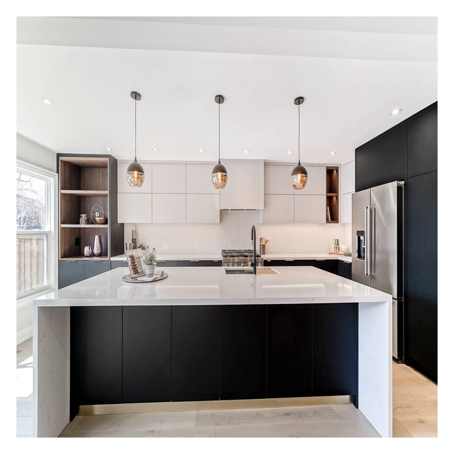 end Modern Style White Solid Wood Lacquer Modular Kitchen Cabinets for Home Renovation