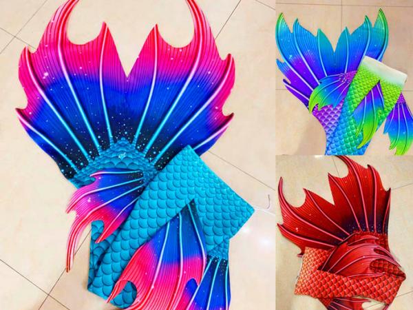 Baby Girls Fantasy Mermaid Tails Swimsuit / Mermaid Tail Swimwear With Monofin
