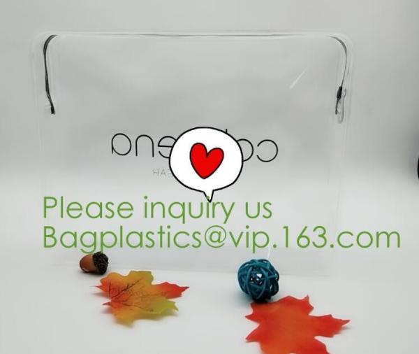 Nylon Zipper Pvc Bag Promotional Customize Logo Print Transparent PVC Plastic Clear Cosmetic Bag With Non-Woven Zipper