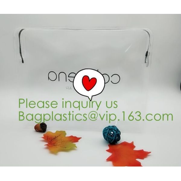 nylon zipper pvc bag Promotional Customize Logo print Transparent PVC plastic clear cosmetic bag with non-woven zipper