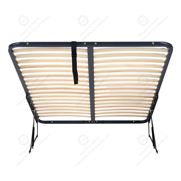 Metal Bed Base Mechanism with Wooden Slats Detachable Storage - Functioned
