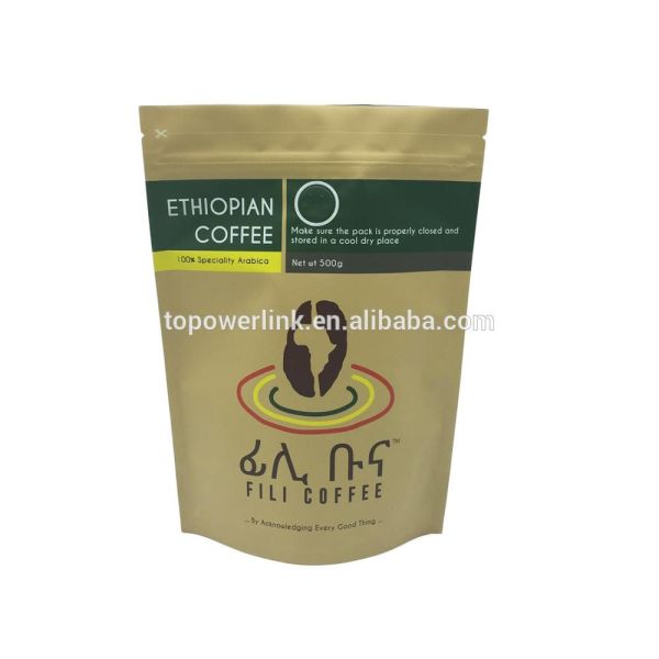 Matte Finish Foil Lined Stand Up Zipper Packaging Bag 500g Coffee Bag