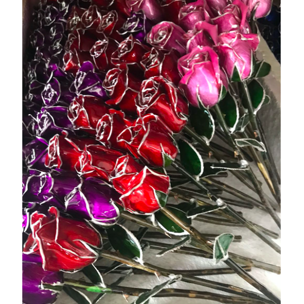 High Quality Gold Trimmed Rose Preserved Flower Beautiful Handmade Gifts for Woman