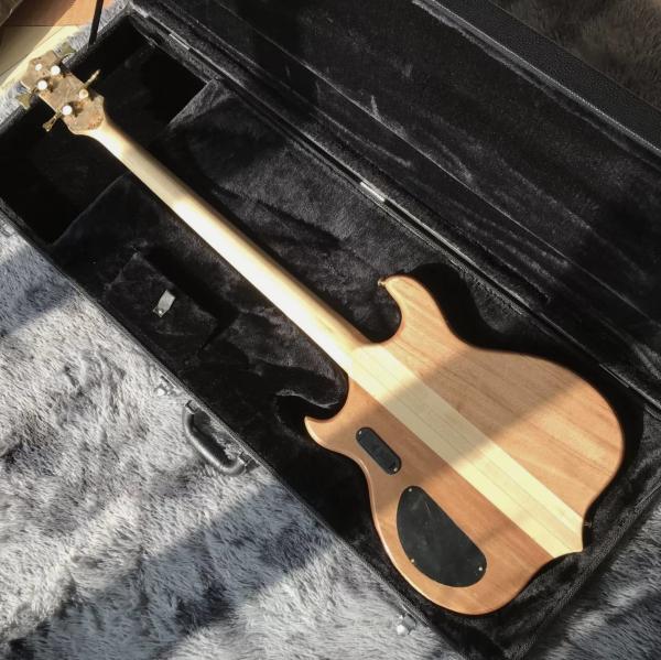 Custom 42 inch active pickup neck through body veneer maple top 4 strings Alembic style electric bass