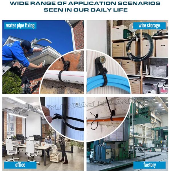 Collier attache câble nylon (PA) 6.6 avec trou de montage rond 300mm x 4,8, lien de serrage plastique à vis (50 lb) ceinture de cable à tête montable pour objets suspendus