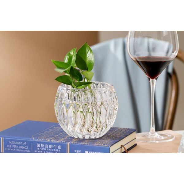 Crystal Home Decoration Glass Lead Free Teardrop Votive Candle Holder 8.8cm Height