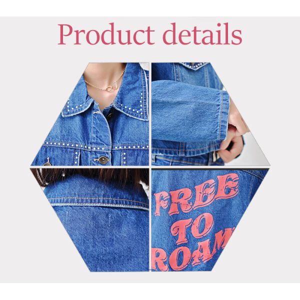 Custom Casual Womens Short Jean Jacket , Slim Fit Jeans Coat For Ladies