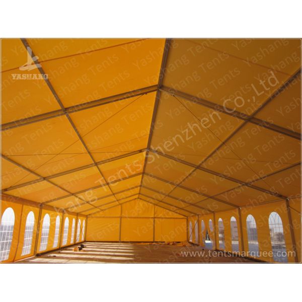 500 Seater Outdoor Party Tents Mud-Yellow Tarpaulin Aluminium Frame Marquee 15x45 M