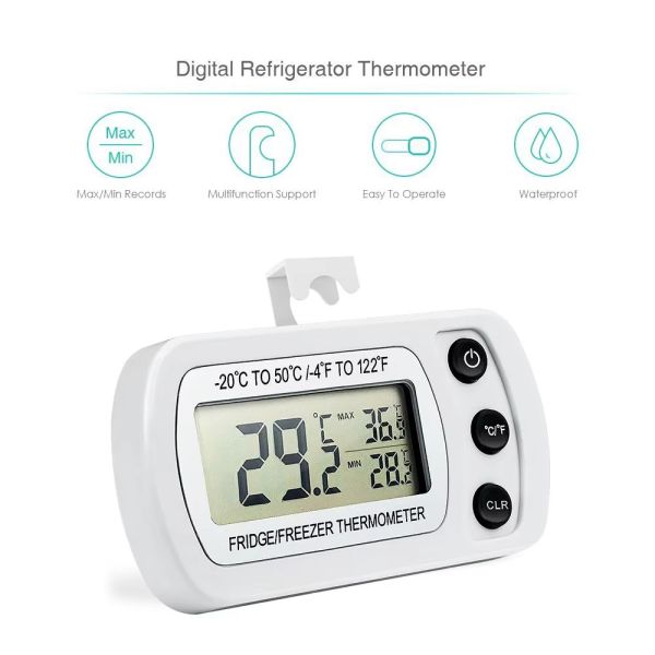 DTH-94 LCD Display -20℃～50℃ Digital Wall Refrigerator Thermometer Hygrometer Temperature Humidity MeterFor Fridge Freezer Cold Chain Transportation
