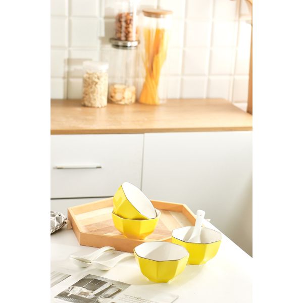Irregular Ceramic Dinnerware Sets Craftsman Ceramic Serving Bowl Set Yellow White