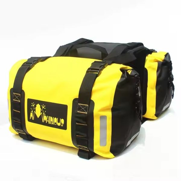 Sac à dos jaune imperméable à l'eau pour moto pour les sports de plein air