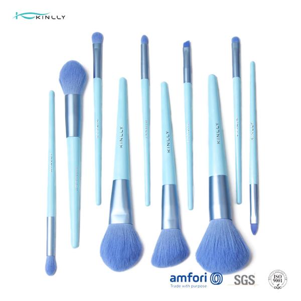 Blue Handle 10PCS BSCI Complete Makeup Brush Set