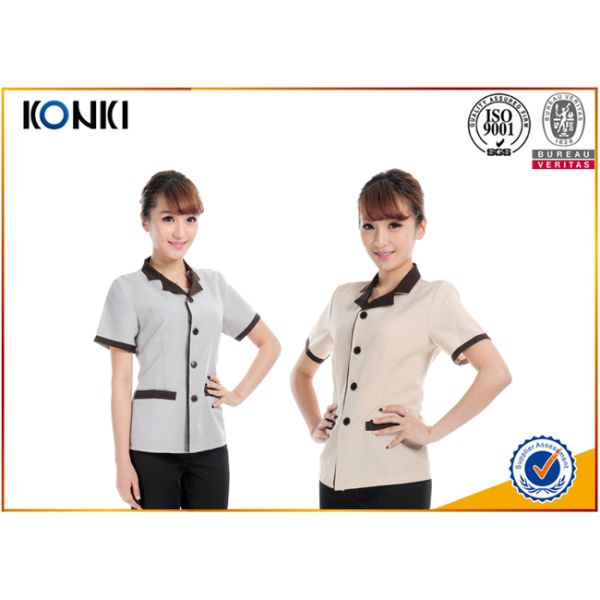 Summer Stylish Hotel Restaurant Staff Uniforms Short Sleeve With Any Size