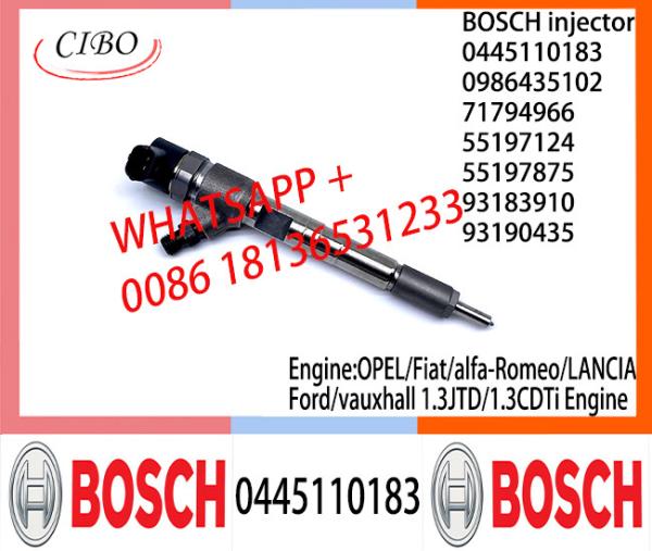 Diesel Common Rail Injector 0445110183 0986435102 55197875 for OPEL/Fiat/alfa-Romeo/LANCIA/Ford/vauxhall 1.3JTD/1.3CDTi