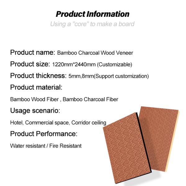 New Model Bamboo Charcoal Wood Veneer Waterproof And Moisture-proof Interior Decoration Board For Commercial Spaces