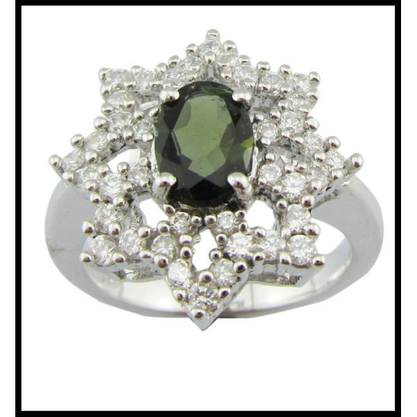 Elegant Round YG Plating Tourmaline Gemstone Rings 925 Silver Rings For Women Sterling Silver Promise Rings
