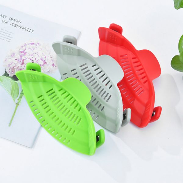 Adjustable Rice Clip On Silicone Colander For Pots And Pasta Strainer