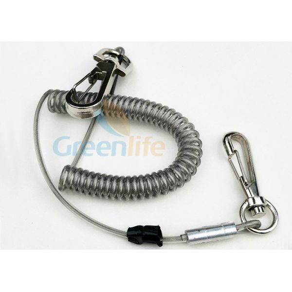 Quick Release Clips Plastic Coil Lanyard Gray Securing Valuable Items