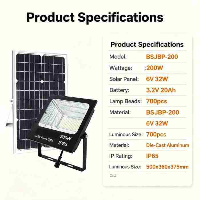 IP65 Waterproof Solar LED Floodlight with Large Capacity Lithium Battery