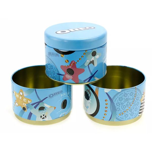 Round Sublimation Tinplate Cookie Tin Cans Food Packaging