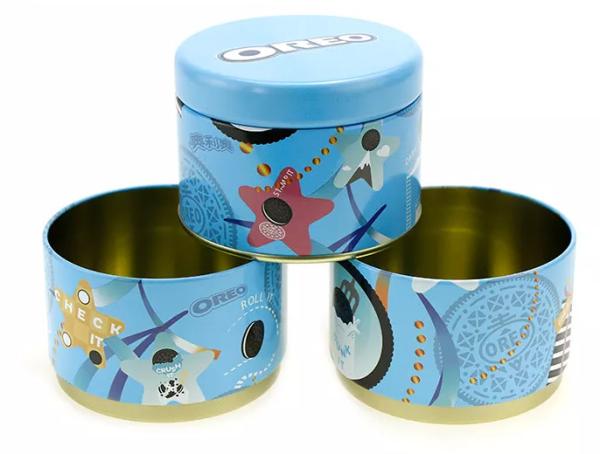 Round Sublimation Tinplate Cookie Tin Cans Food Packaging