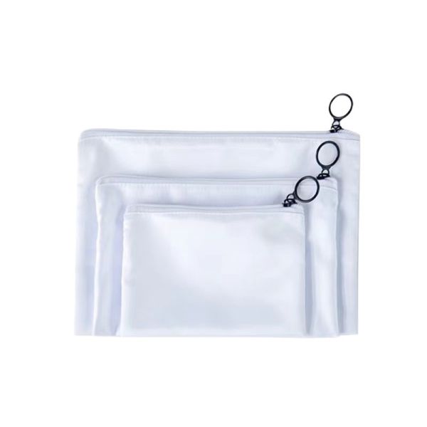 Blank White Polyester Peach Skin Sublimation Makeup Bag DIY Coin Bag Zipper Pencil Bag