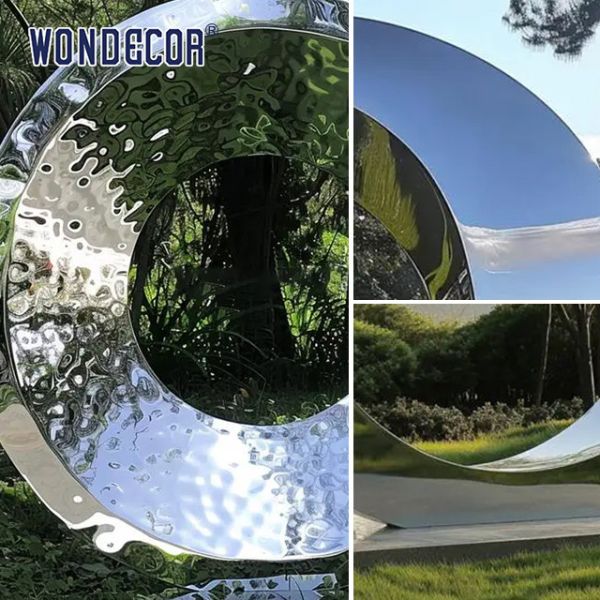 Поп-арт на открытом воздухе Скульптура большого металлического кольца Скульптура кольца из нержавеющей стали